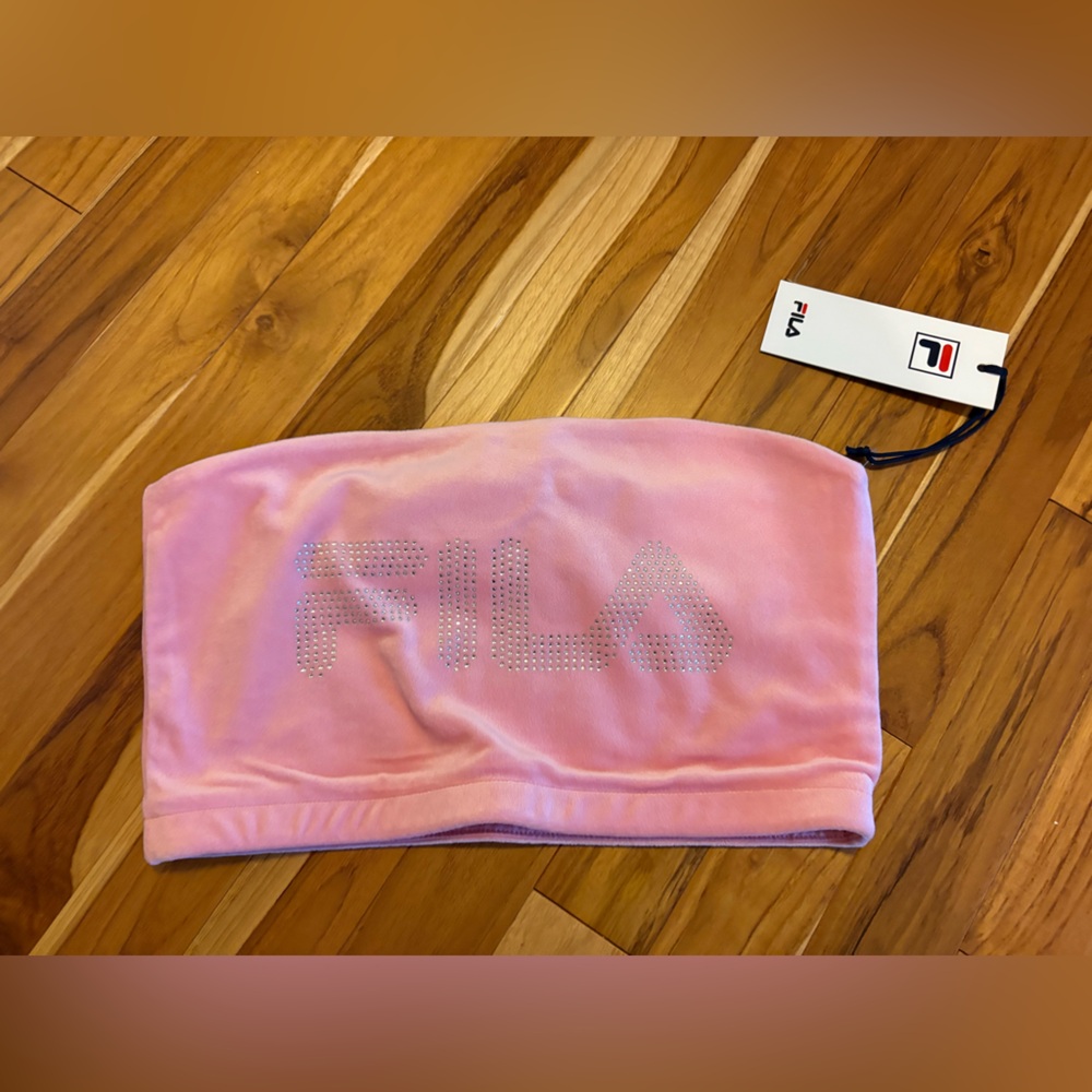 Fila Light Pink velour  Logo Bandeau top